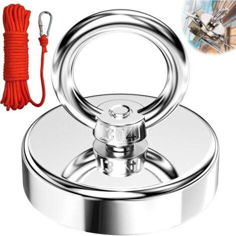 Pair Extrem Starker Angelmagnet, 60 Mm Durchmesser, 140 Kg Zugkraft, Magnethaken Zum Magnetangeln, Bergung Im Fluss, Outdoor-abenteuer Mit 6 Mm X 10 M Seil