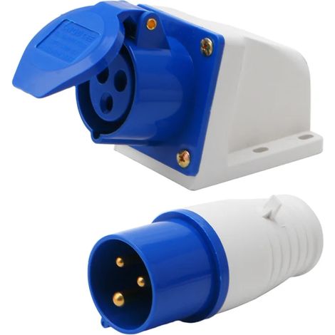 Pair 16 Ampere, 3-polig, 220–250 V, Wasserdicht, Ip44, 2p+e, 3-phasiger 16-a-industriestecker, Geeignet Für Wohnmobile, Wohnwagen, Campervans