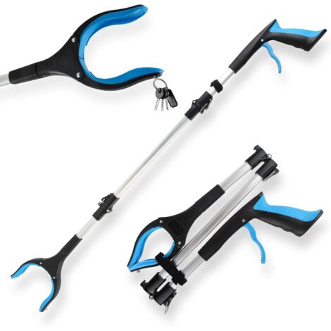 Pair Sammelwerkzeug, 110 Cm Teleskop-greifer Aus Aluminium Mit 360° Drehbarem Kopf, Ergonomischem Griff Und Magnetischen Spitzen Zur Abfallsammlung (blau)