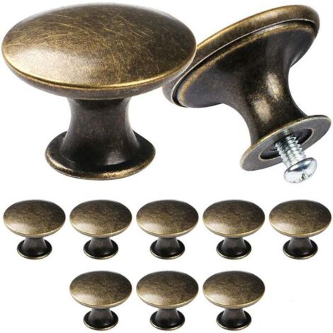 Pair Set Mit 10 Schicken Vintage-schrankknöpfen, Küchenschrankgriffen Im Antik-stil, 30 Mm, Bronze.