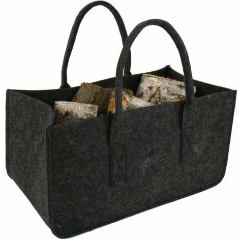 Pair Stück Holzsack Aus Filz, Holzkorb, Aufbewahrungstasche Für Holzscheite, Dunkelgrau, 50 X 25 X 25 Cm