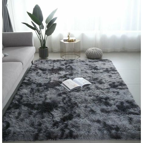 Pair Shaggy Wohnzimmerteppich 160 X 230 Cm Dunkelgrau Plüsch Weich Polypropylenfaser Rutschfester Teppich-inhhub
