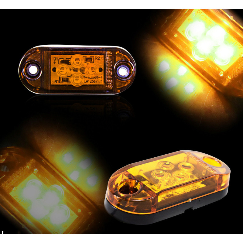 Gelbe Led-positionsleuchte/markierungsleuchte, 4 Smd-dioden - 12v