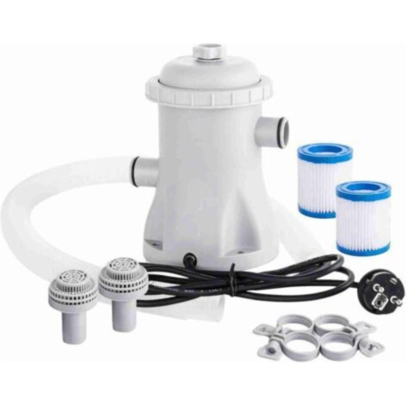 Poolfilterpumpe Mit 330 Gph (125 L/h Förderleistung) – 2 Filterkartuschen – Elektrische Paddelpumpe – Geeignet Für Kleine Pools