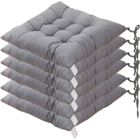 Pair 6 Quadratische Stuhlkissen 40x40 Sitzkissen Heimdekoration Gesteppte Mattenkissen, Bequem Und Farbenfroh - Ideal Für Den Innen- Und Außenbereich (grau)