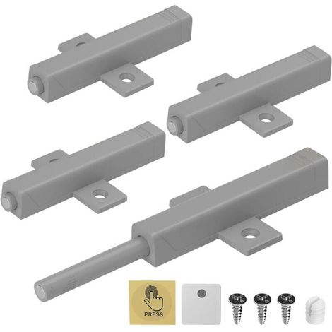 Pair Magnetischer Schranktürverschluss, 4er-set, Leistungsstarke 48n-schrankdrücker, Türdämpfer Für Schwere Schranktüren, Schubladenschließsystem, Grau