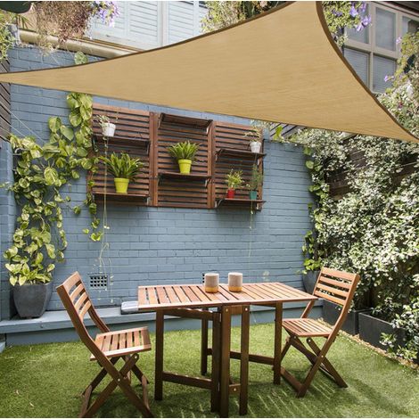 Voile D'Ombrage Triangulaire Beige Jaune 3x3x3m Ombrage Extérieur Cour Garten Auvent Anti Ultraviolet