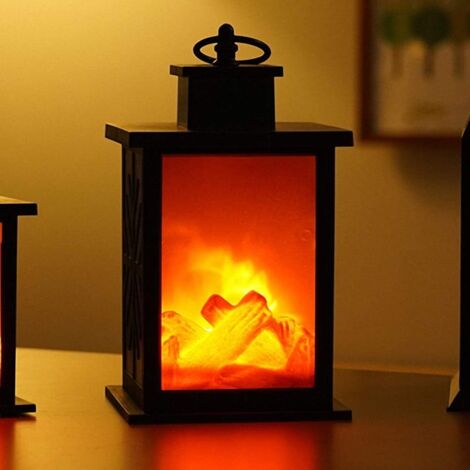 Pair Farol De Chimenea Tradicional Y Cálido Elaborado Con Una Lámpara De Mesa Led Estilo Carbón, Con Un Efecto De Llama De Fuego Realista.