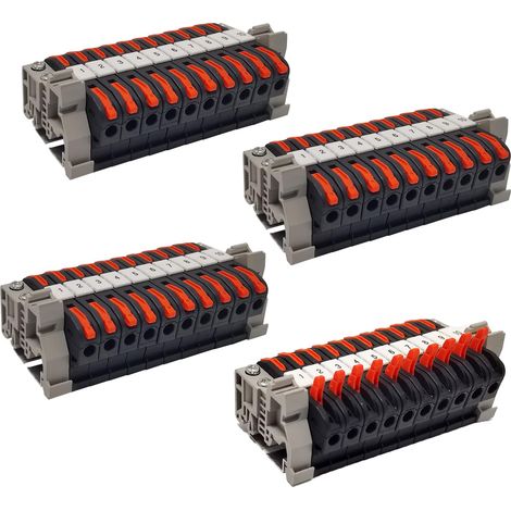 Pair 40 Stück Schnellverbinder-führungsschienen, Elektrische Klemmenblöcke, Schienenklemmenblock Für Feste Und Flexible Drähte, Für 0,08–4 Mm² Kompakten Elektrischen Klemmenblock (4) -inhhub