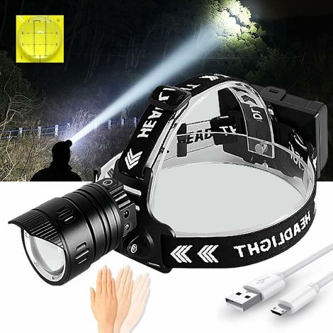 Pair Superhelle 10000 Lumen Stirnlampe, Xhp90.2 Usb-wiederaufladbare Stirnlampe Mit Bewegungssensor, 3 Leuchtmodi, Zoomfunktion Für Jagen, Camping, Angeln Und Wandern [energieklasse