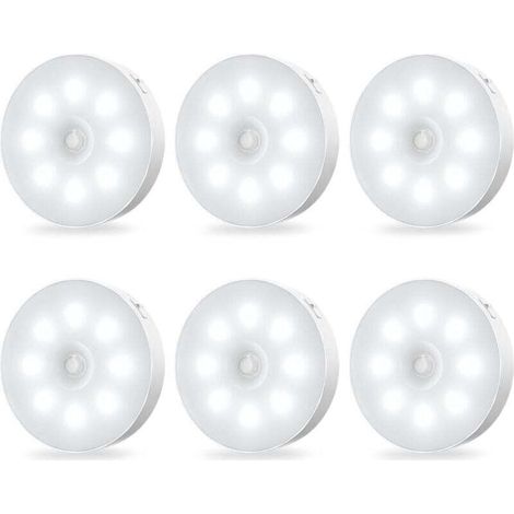 Pair Bewegungsaktivierte Schrankleuchten – Wiederaufladbare, Selbstklebende Led-nachtlichter Mit Sensor, 6er-packung Mit Konstanter Helligkeit