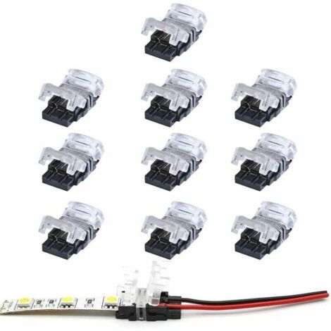 Pair 2-poliger Led-streifenverbinder, 10er-packung, 2-polige Led-streifenverbinder Für 10 Mm Smd 5050/3528 Led-streifen, Einfarbig, Wasserdicht Und Nicht Wasserdicht