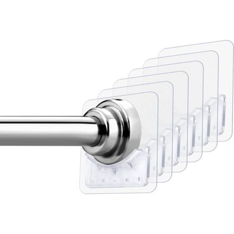 Pair Set Mit 6 Selbstklebenden Wandhalterungen Für Duschvorhangstangen, Kein Bohren Erforderlich, Für Bad Und Küche