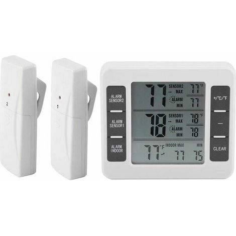 Pair Inhhub Digitales Kühlschrank- Und Gefrierschrankthermometer Mit Akustischem Alarm Und Kabellosem Sensor, Min/max-anzeige.-inhhub
