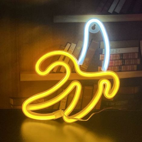 Pair Led-neon-bananenschild – Geschenk Für Kinder – Dekorative Hängelampe Für Zuhause, Schlafzimmer, Bar, Restaurant, Weihnachten, Geburtstagsfeier, Als Geschenk, Wanddekoration