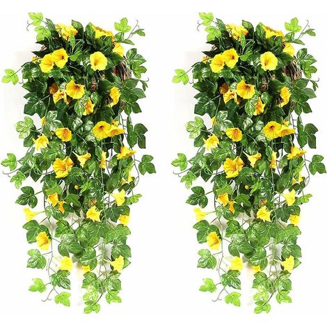 Pair Gloria Mattutine Künstliche Hängeblumen, Für Den Innen- Und Außenbereich, Hängeblumen, Kunstpflanzen Für Hochzeitsdekorationen, Garten, Wand, Balkon, Gu.b/bon-inhhub