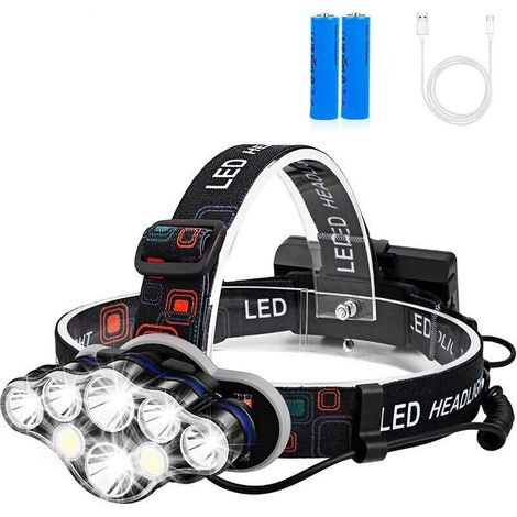 Pair Wiederaufladbare Stirnlampe, 18000 Lumen, Lumix Ultra-stirnlampe Zum Laufen, 8 Modi, Usb-stirnlampe Zum Lesen, Rote Cob-stirnlampe Zum Angeln/camping/radfahren/jagen/wandern