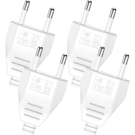 Pair 4 Stück Europäischer Flachstecker, Männlicher Elektrostecker 250v 2,5a, Dekorativer Eurostecker Für Den Einbau Oder Als Ersatz (4-weiß)