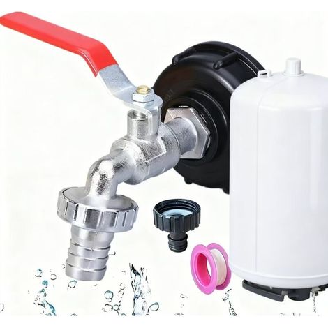 Pair 1000-liter-tankhahn, 3/4"-tankadapter Aus Aluminiumlegierung, 1000-liter-tankanschluss, Gartenhahn Mit Messingadapter, S60x6 Ibc-tankhahn Für Garten