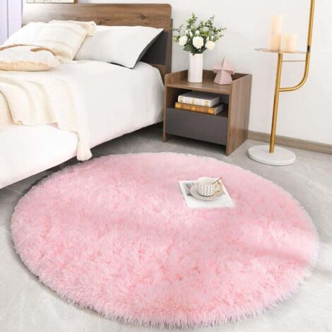 Pair Runder, Flauschiger Teppich Für Wohnzimmer, Schlafzimmer, Nachttisch, Große Größe, Weicher Teppich, Raumteppich, Dekorativer Teppich Im Modernen Stil Für Wohnzimmer, Schlafzimmer, Sofamatte (rosa