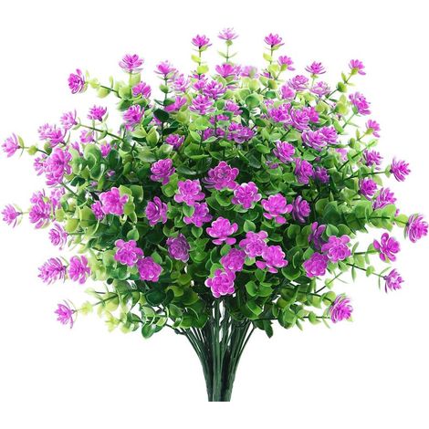 Pair 6 Packungen Uv-beständige Kunstblumen, Kunststoffdekoration Für Garten Und Fenster (rosa)