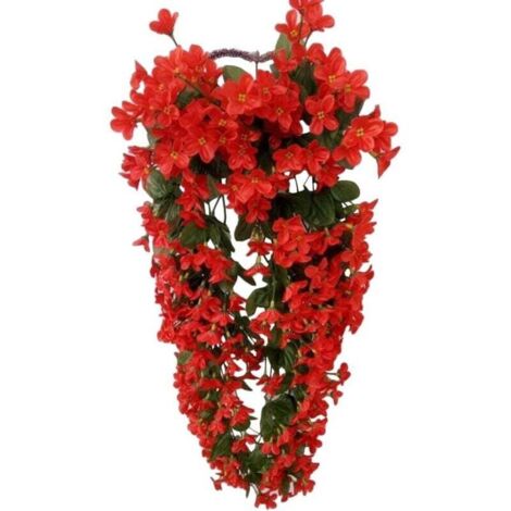 Pair Künstliche Blumen – 4 Blütenblätter – Dekorative Hängeblumen – Für Hochzeiten Oder Als Wohndekoration, Rot, 80 Cm