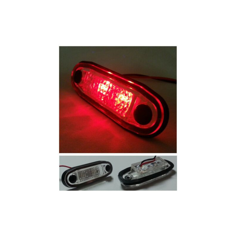 Led-positionsleuchte, Markierungsleuchte, Tokos, Mit Gummi, Rot, Oval, E‑mark, 12 V, 7,5 Cm