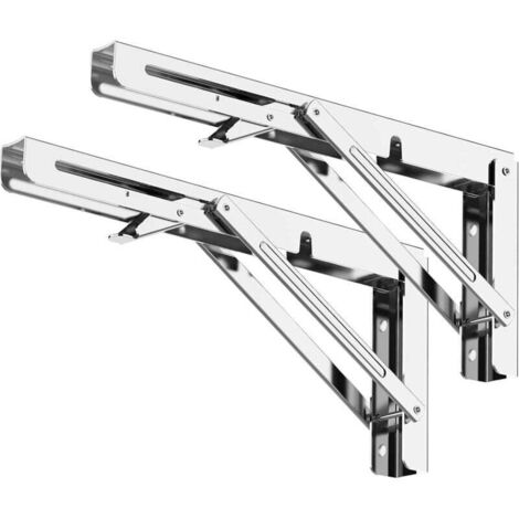 Pair 300 Mm Klappkonsole, Klappbare Regalträger, Maximale Belastung 120 Kg, Klappbare Konsolenhalterung Aus Edelstahl, Wandregalhalterung (2 Stück)