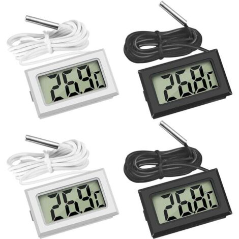 Pair 4er-pack Kühlschrankthermometer, Digitales Lcd-thermometer Mit Wasserdichter Sonde Für Kühlschrank, Gefrierschrank Und Aquarium (set Mit 2 Schwarzen Und 2 Weißen Thermometern)