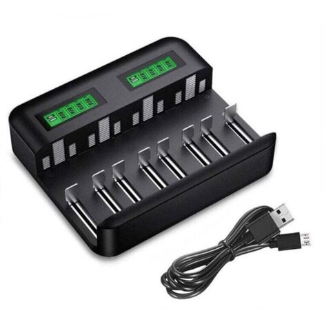 Pair Universelles Lcd-ladegerät, Wiederaufladbares Ladegerät Für Aa/hr6, Aaa/hr3, C/hr14, D/hr20 Ni-mh- Und Nicd-akkus Mit Typ-c-micro-usb-anschluss, Ladegerät 9008 Mit Akkuerkennungstechnologie
