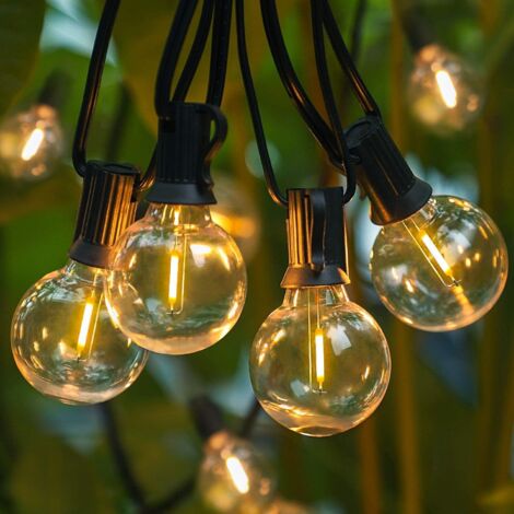 Pair 30 M Lange Led-lichterkette Für Den Außenbereich Mit 50 Wasserdichten E12 G40-kunststoffbirnen Für Garten, Hof Und Terrasse