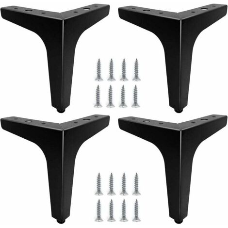 Pair Set Mit 4 Schwarzen Metall-möbelbeinen, 15 Cm, Robuste Sofabeine, Couchtischbeine, Tischbeine Zur Erhöhung Oder Zum Austausch Von Nachttischen, Sofas, Tv-ständern Und Sesseln
