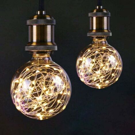 Pair G95 Led-globus-lichterkette Für Stimmungsvolle Nachtbeleuchtung, Standard-e27-edison-sockel Mit Dekorativer Sternenlichterkette Für Schlafzimmer Und Wohnzimmer [2er-pack, Warmweiß]