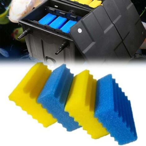 Pair 4-teiliges Set Cbf350 Teichfilterschwämme – Effektiver Biologischer Filterschaum, Einfache Reinigung Und Austausch, Feine, Grobe Und Gelb-blaue Schwämme Für Den Cbf-350 Teichfilter