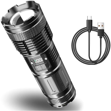 Pair Extrem Leistungsstarke Led-taschenlampe Mit Eingebautem 18650 Mah Akku Und Digitaler Led-ladeanzeige, Geeignet Für Camping Und Notfälle.