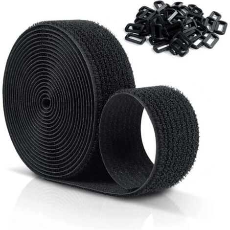 Pair Wiederverwendbare Klett-kabelbinder 10 X 20 Mm, Verstellbare Kabelbinder Mit 50 Kunststoffschlaufen, Schnittfeste Schwarze Nylon-klett-kabelbinder