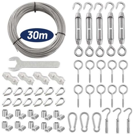 Pair Set Aus 59 X 30 M Langen Edelstahlseilen (304) – Spannvorrichtung Mit Ösen Für Kletterpflanzen, Wäscheleinen Und Hängelampen – Korrosionsbeständig