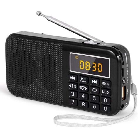 Pair Tragbares Ukw-radio Mit Leistungsstarkem Akku (3000 Mah), Unterstützt Mp3/sd/usb/aux, Schwarz