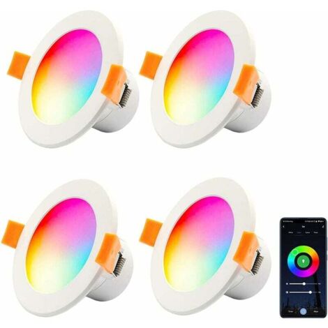 Pair 4 X Led-einbaustrahler Mit Wlan, 10 W Rgb, Dimmbar, 230 V, Runde Led-einbaustrahler Für Wohnzimmer Und Schlafzimmer, Kompatibel Mit App, Alexa Und Google Home