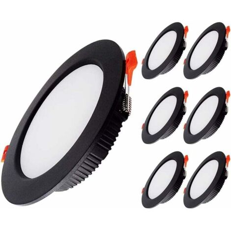 Pair 6er-pack Einbau-led-strahler, Extra Flach, Schwarz, Ip44, 5 W, 500 Lm (entspricht 50 W Glühlampe), Kaltweiß 6000 K, Ac 220–240 V, Runde Deckeneinbaustrahler Für Küche, Schlafzimmer, Wohnzimmer [e
