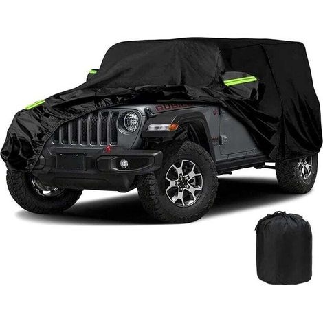 Pair Wasserdichte Autoabdeckung Für Jeep Wrangler 2-türer Cj, Yj, Tj & Jk, 210d Komplett-garagenabdeckung Mit Winddichten Gurten (schwarz, 2-türer)