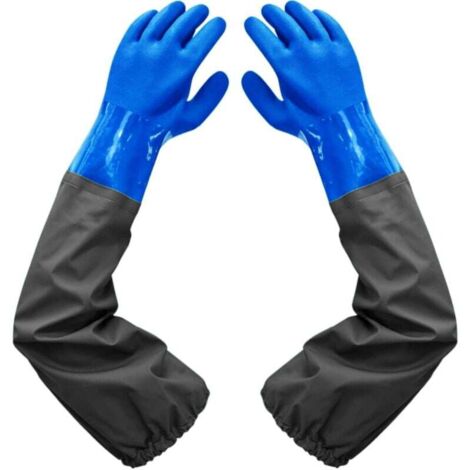 Pair Mattierte, Wasserdichte Handschuhe – Dehnbare Gummihandschuhe – Teichreinigungshandschuhe, 66 Cm Lang, Beflocktes Futter, Elastische Bündchen, Für Die Chemische Industrie, Landwirtschaft, Fischer
