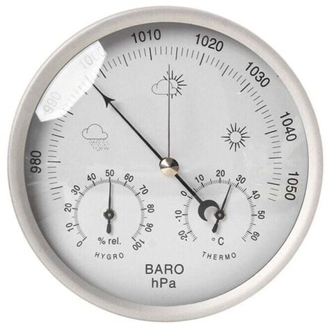Pair 3-in-1 Analoge Wetterstation Aus Edelstahl Ø132mm - Barometer, Thermometer, Hygrometer