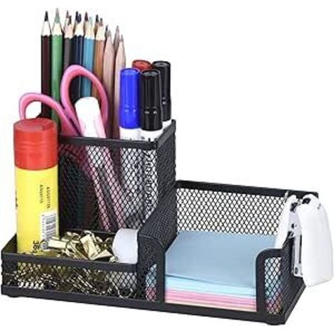 Pair Schreibtisch-organizer Aus Drahtgeflecht Mit Stifthalter, Schreibtisch-stiftablage, Schreibtisch-bleistiftablage, Schwarze Schreibtischaufbewahrung Aus Metall