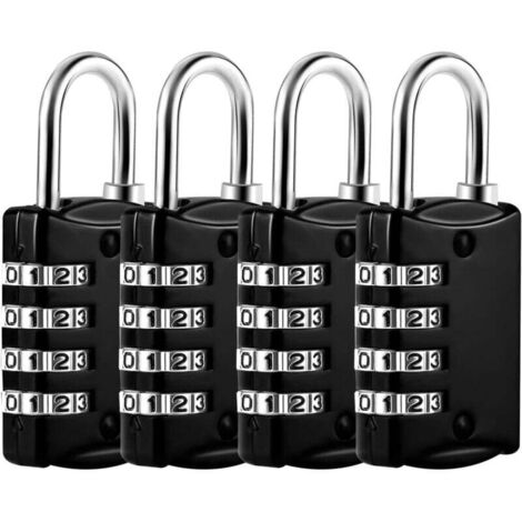 Pair Set Mit 4 Zahlenschlössern, 4-stellige Zahlenschlösser, Kleine Zahlenschlösser Für Uni, Outdoor-metall-flugzeugkoffer-schließfach Für Gepäck, Fitnessstudio (schwarz)