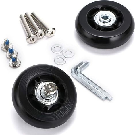 Pair Inhhub 2 Stück Kofferrollen Ersatzräder Lagerreparatur Für Gepäckkoffer 60 × 18 Mm, Schwarz