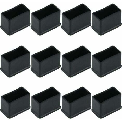 Pair 12 Stück Rechteckige Tisch- Oder Stuhlbeinschoner Aus Gummifilz – Schwarz, 15 X 30 Mm.-inhhub