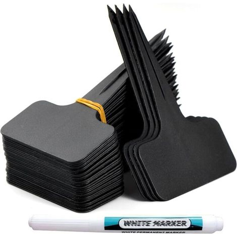 Pair 100 Stück Gartenetiketten Für Den Außenbereich, T-förmige Pflanzenstecker Aus Kunststoff, Etiketten Für Den Gemüsegarten Mit Wasserfestem Stift, Wiederverwendbare Etiketten Und Pflanzenzubehör (s
