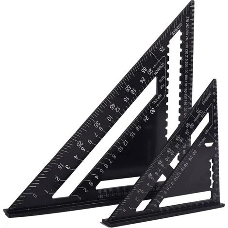 Pair Multifunktionaler Zimmermannswinkel (18 Cm Und 30 Cm), Dreiecklineal Aus Aluminium, Winkelmesser, Winkelmesser (45° Und 90°) / Schreinerwerkzeug / Anreiß- Und Führungswerkzeug Für Die Holzbearbei