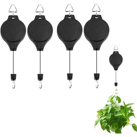 Pair Pflanzenhaken, Einziehbare Hängepflanzenampeln, Hängepflanzenkorb, Hängepflanzenrolle, Körbe, Töpfe, Vogelfutterhaus (4-teilig)